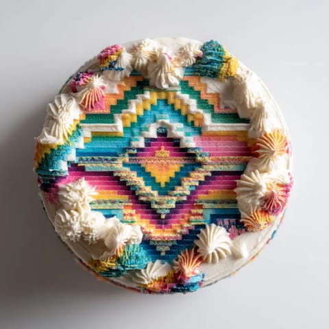Une cake coloré avec des motifs 3D-printés.