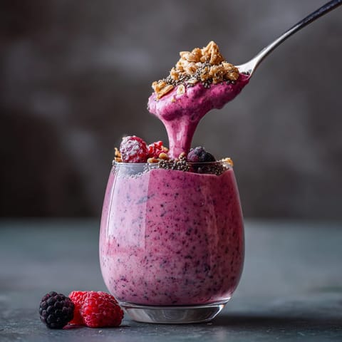 Un verre rempli de crème de lait et de granola.