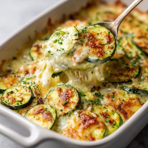 Une casserole de zucchini et de fromage.