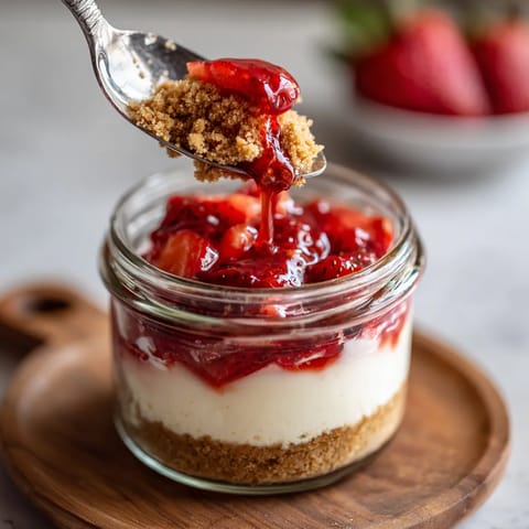 Une cuillère en argent est utilisée pour prendre une portion de dessert dans un verre.