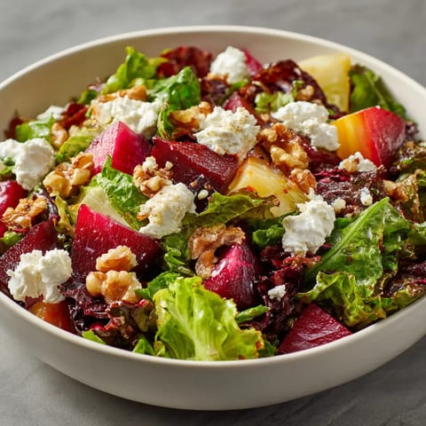 Une salade de fruits et de légumes dans un bol.