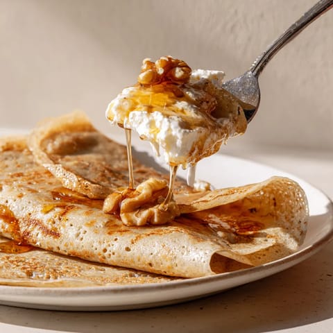 Une pâte brûlée est sur une plaque de porcelaine, avec du beurre fondu et des noix.