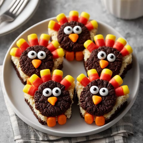 A plate of cookies shaped like turkeys.