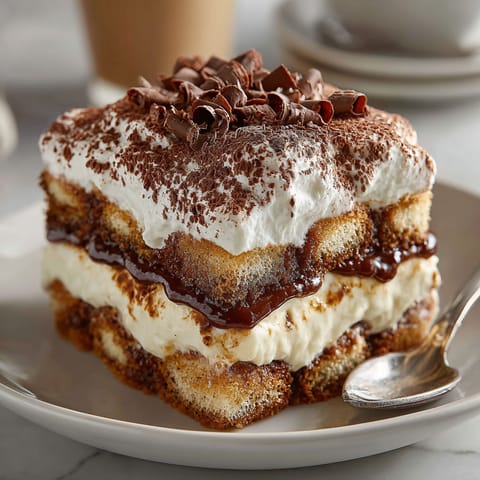 A slice of Rebel Float Eggnog Tiramisu with Coffee Layers.