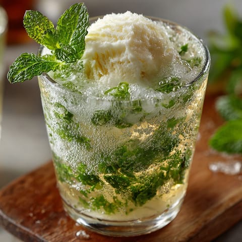 A glass of minty ice cream.