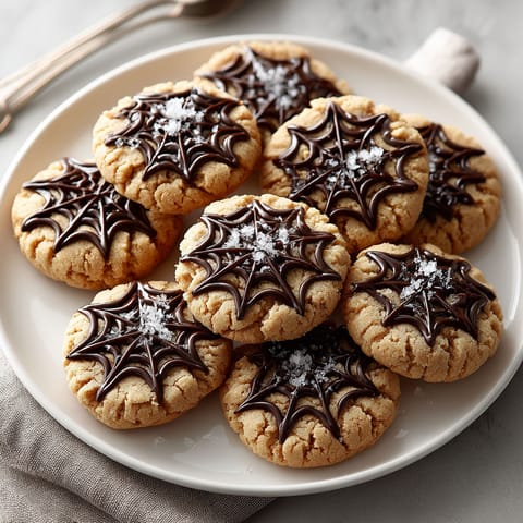 A plate of cookies with chocolate drizzle and sprinkles.