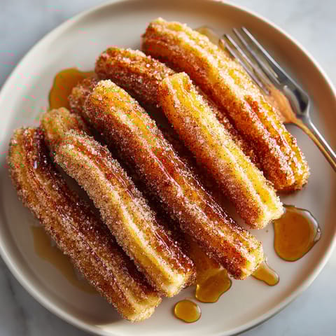 A plate of doughnuts with sugar and syrup.