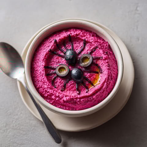 A bowl of food with a spider on top.