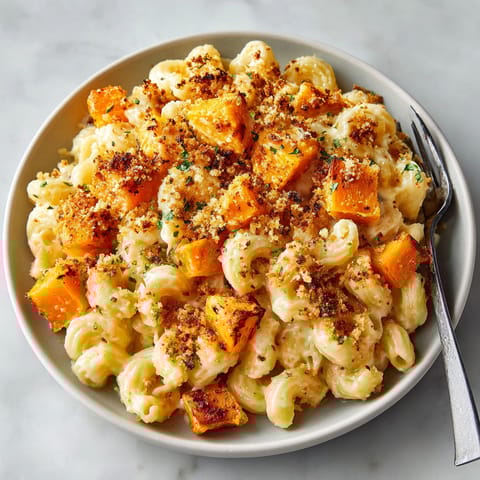 A bowl of pasta with a fork.