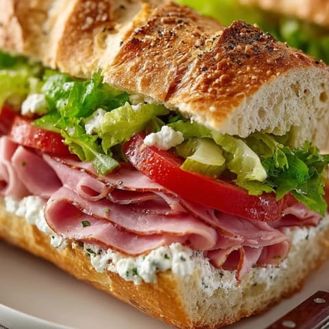 Photographié sur une planche à découper en bois appétissante, recette de sandwich baguette parisien débordante de saveur.