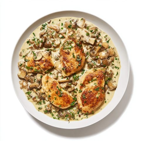 Poulet à la crème herbes sauvages