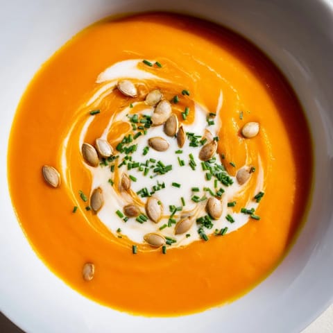 Enjoy a warm and aromatic bowl of French Velouté de Potimarron, perfect for a cozy dinner.