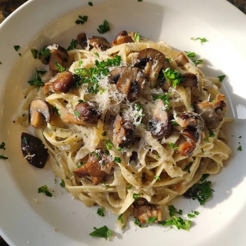 Pâtes champignons crème légère
