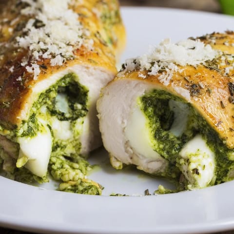 Poulet mozzarella pesto four