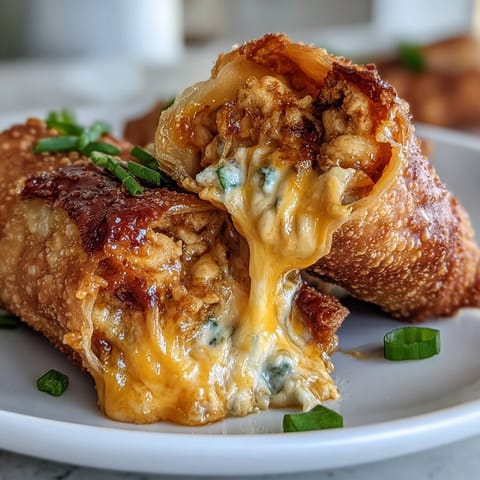 Crispy Buffalo Chicken Dip Egg Rolls served with creamy ranch dip and celery sticks.
