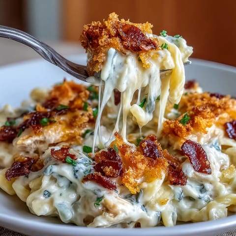 A skillet of Creamy Jalapeño Popper Chicken Pasta with melty cheddar and mozzarella, ready to serve for dinner.