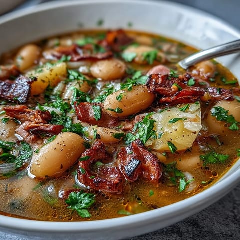 Soupe haricots jambon pommes