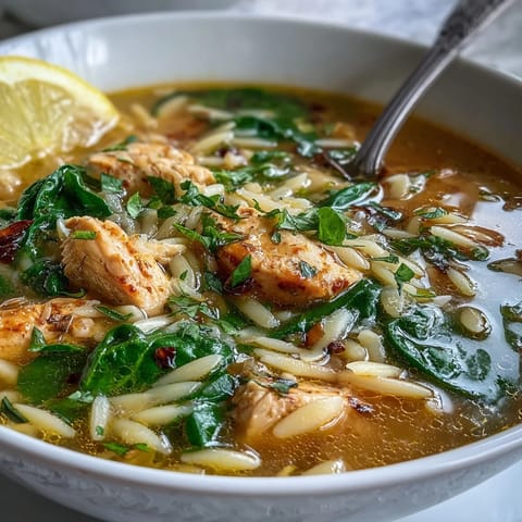 Poulet orzo épinards citron