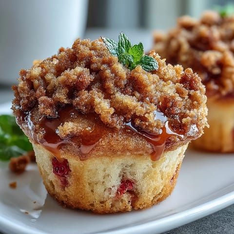 Muffins aux fraises moelleux avec un topping croustillant au beurre, parfaits pour le petit-déjeuner ou une collation sucrée.