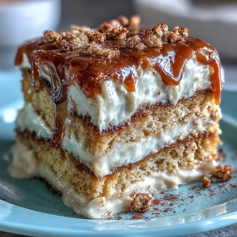 Gâteau Horchata Tres Leches crémeux, généreusement arrosé de lait à la cannelle.