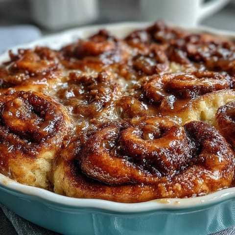 Délicieux cobbler aux roulés à la cannelle et à la citrouille, coulé et doré.
