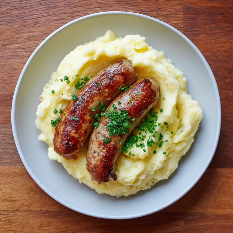 Une assiette de gnocchi et de saucisses.