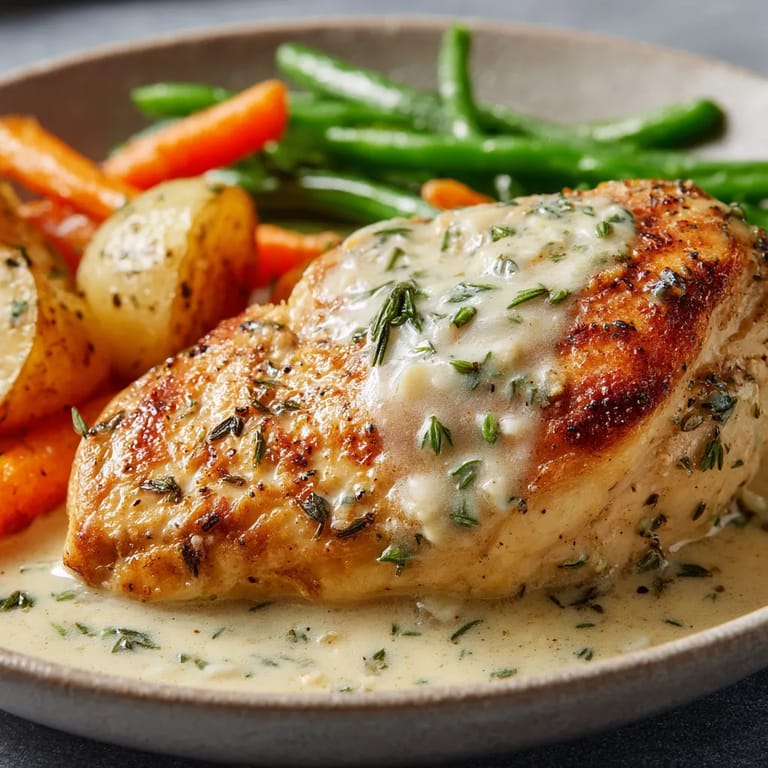 Une assiette de viande de poulet avec des légumes verts et des carottes.