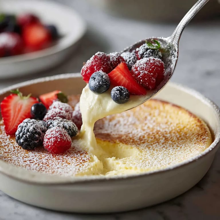 Une tarte aux fruits est servie dans un bol avec une fourchette qui y est plongée.