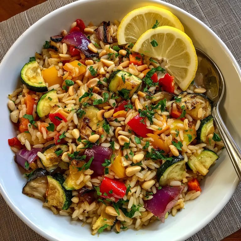 Une assiette de riz avec des légumes et des épinards.