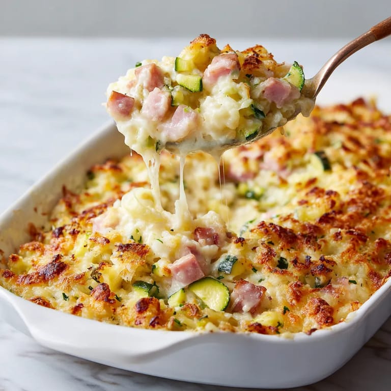 Une assiette de macaroni et de légumes, avec une cuillère en train de les verser.
