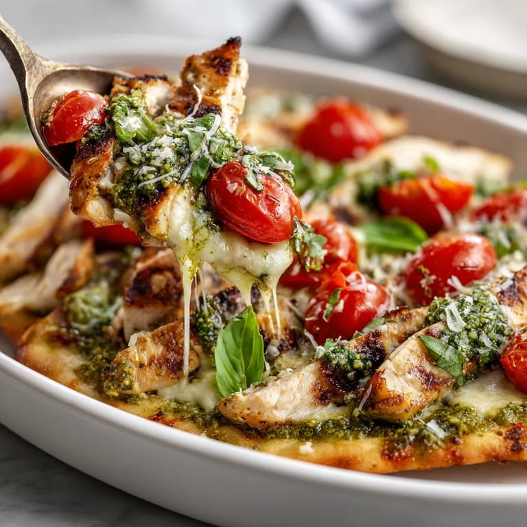 Une assiette de pizza avec des tomates et des herbes.