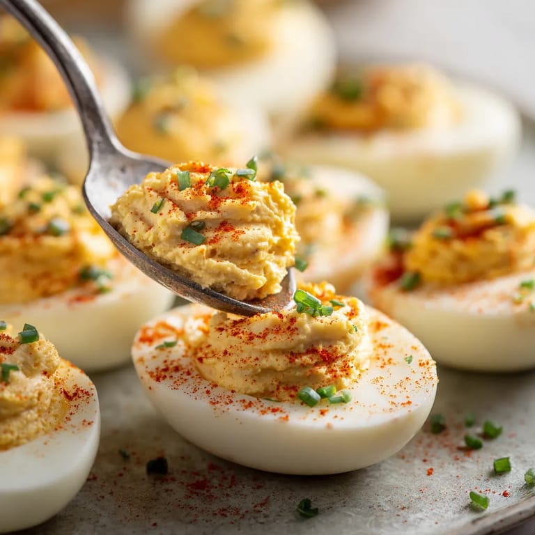 Une assiette de œufs pochés avec une sauce rouge.