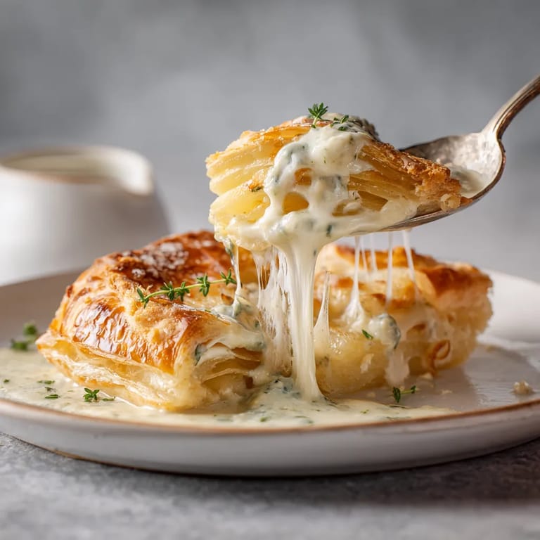 Une pâte de pizza est servie sur une assiette avec une fourchette qui y est plongée.