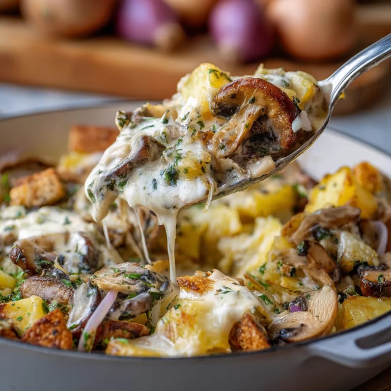 Une assiette de pâtes et de champignons est servie sur une table.