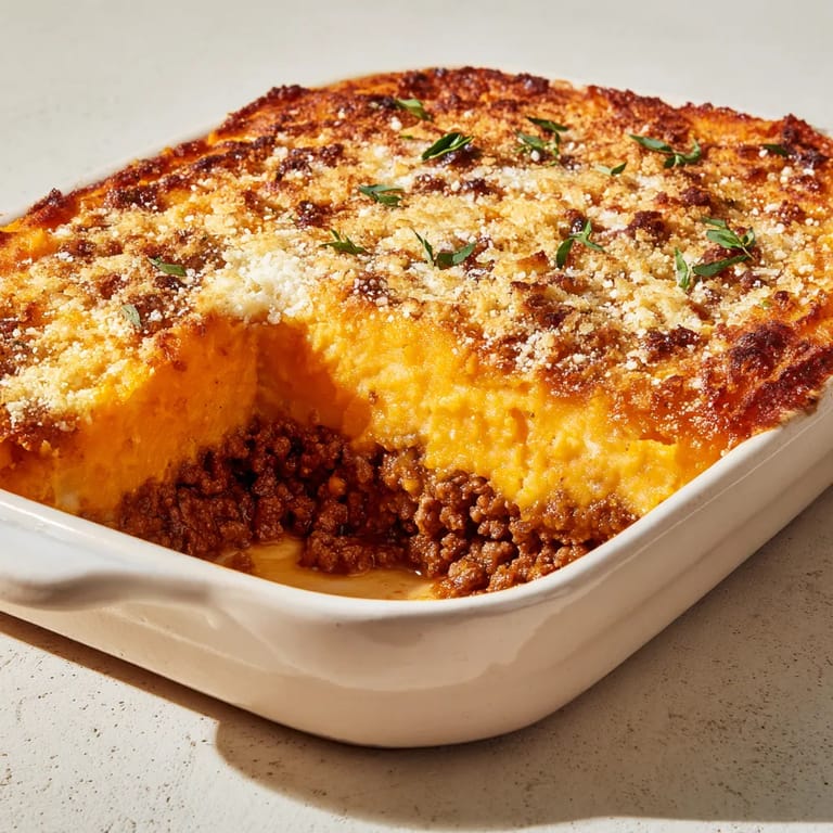 Une casserole de macaroni et de sauce tomate.