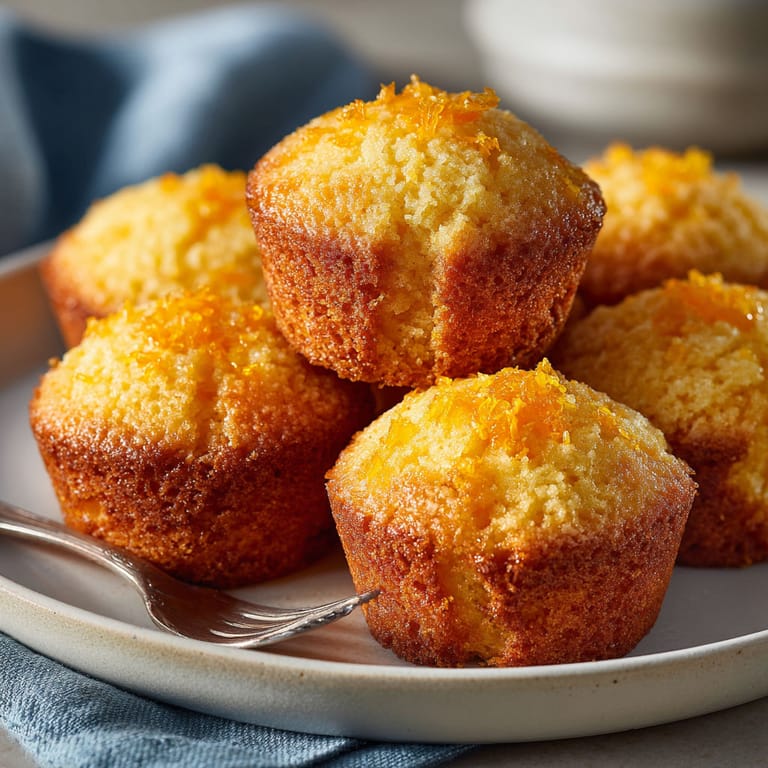 A plate of muffins with a fork on it.