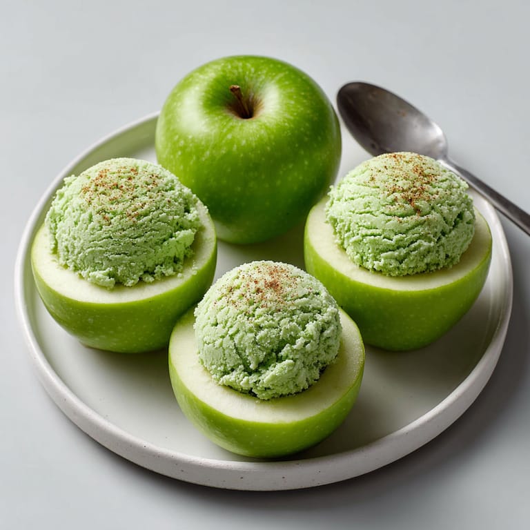 A plate with three green apple slices and a green apple.