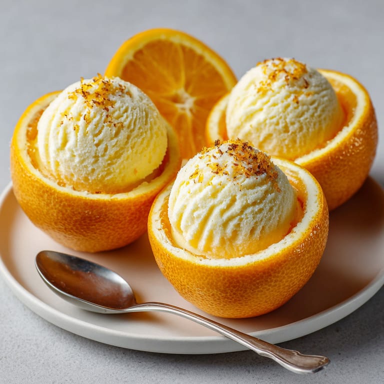 Three orange slices with white cream on top.