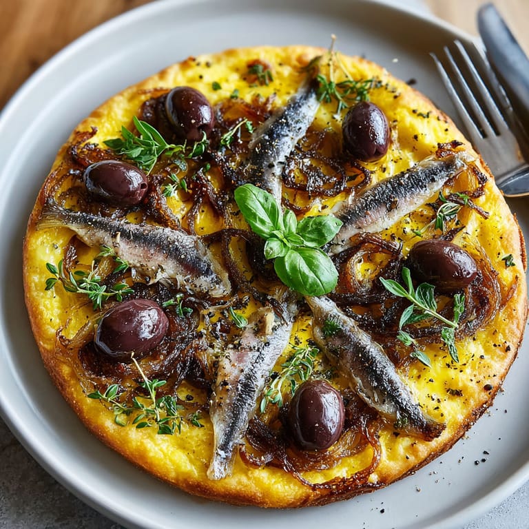 A plate of food with olives and anchovies.