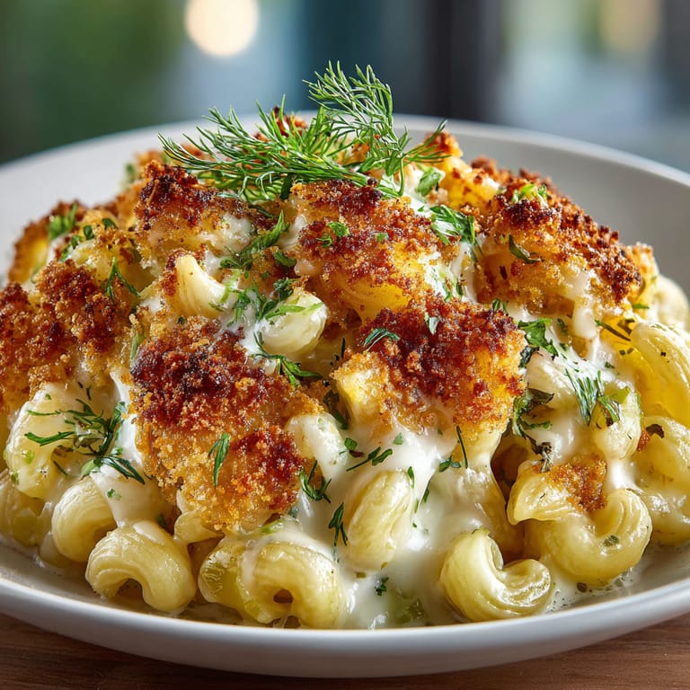 A plate of food with a fried pickle on top.