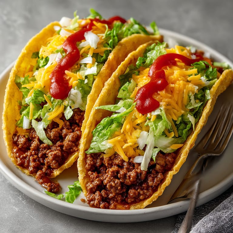 Two tacos with lettuce and cheese on a plate.