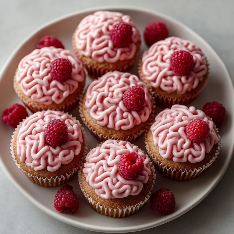 Pink Brain Muffins with Raspberries and Mascarpone.