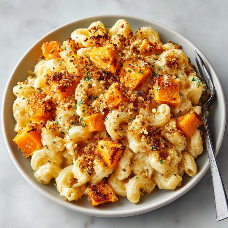 A bowl of pasta with a fork.