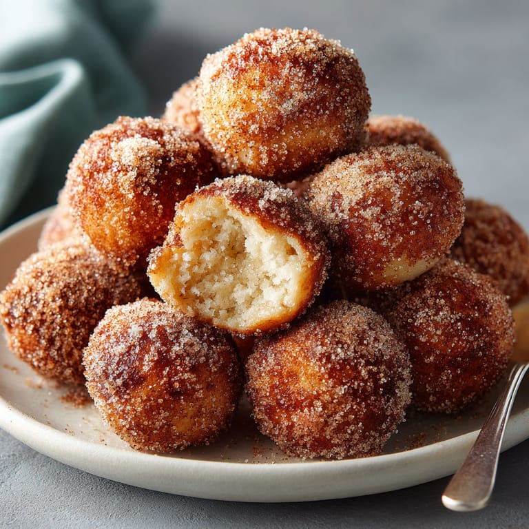 A plate of doughnuts with sugar on top.
