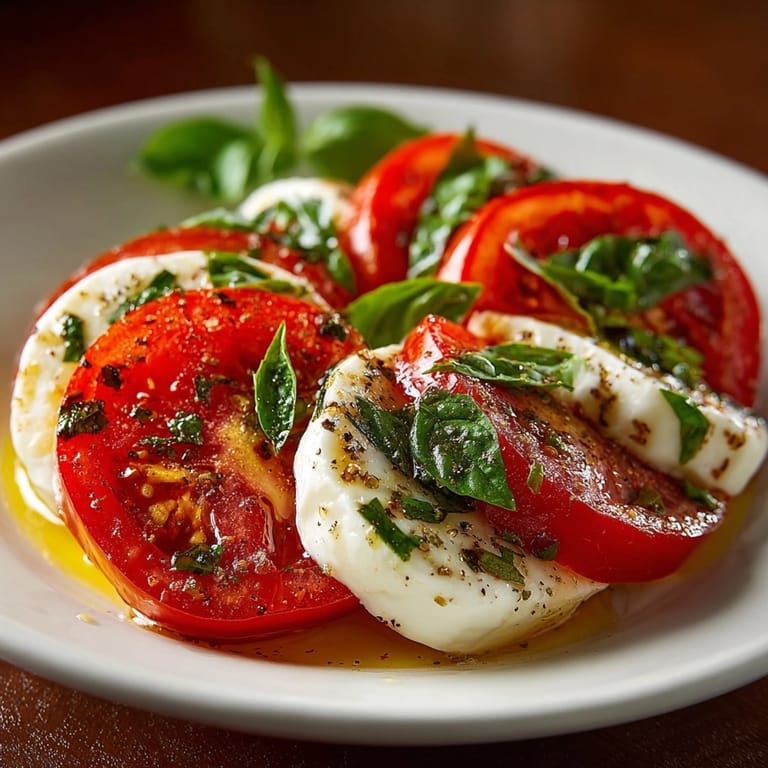 Salade caprese sucr&eacute;e-sal&eacute;e: savourez la douceur des tomates m&ucirc;res, le cr&eacute;meux de la mozzarella onctueuse et le basilic frais.