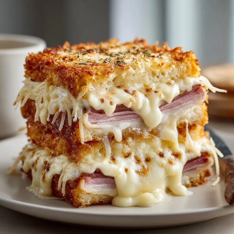Un Croque Monsieur maison : tranches de pain, jambon savoureux et fromage suisse fondu, un classique réconfortant!