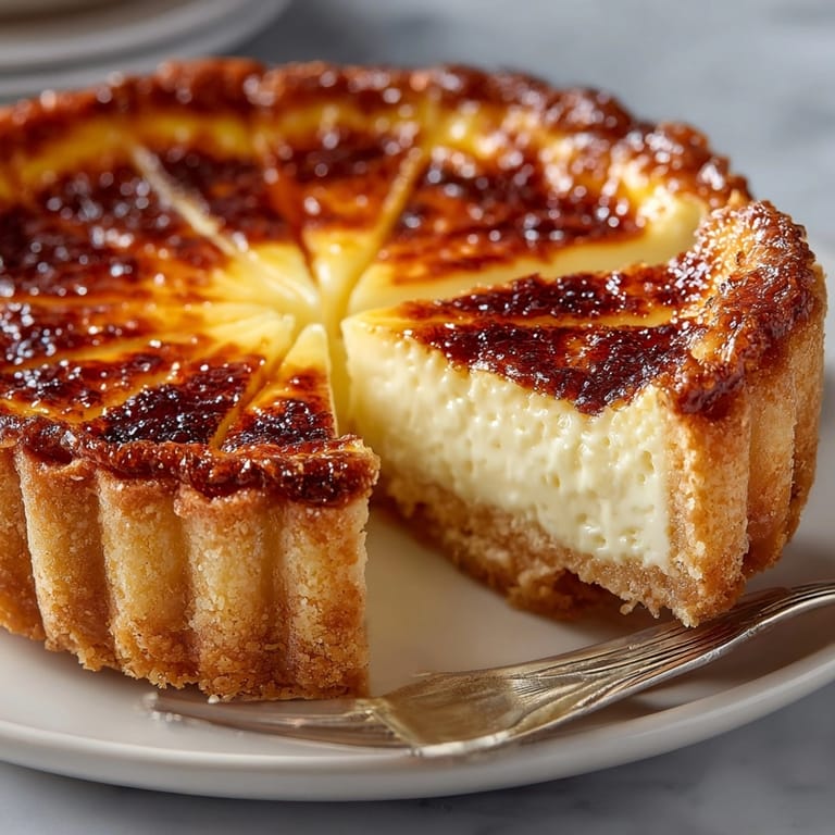 Dessert de flan pâtissier rapide classique : pâte feuilletée dorée avec une garniture anglaise douce et lisse.