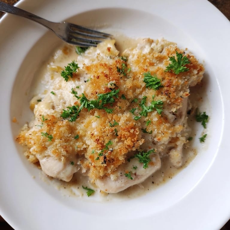 Poulet succulent au gratin de Dijon, un repas réconfortant facile parfait pour le dîner.
