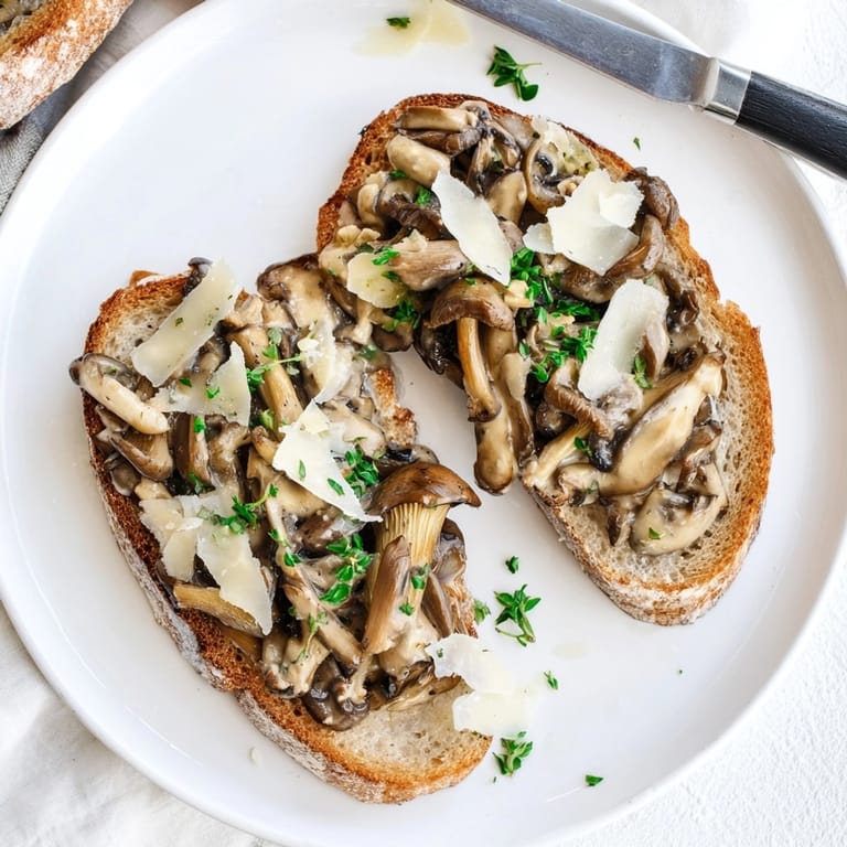 De succulentes tartines crémeuses aux champignons, une bouchée savoureuse pour un dîner élégant ou un brunch.