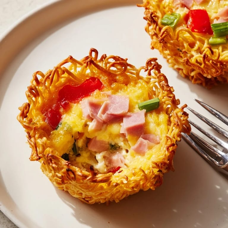 Delicious ramen quiche tartlets, perfect for a festive brunch or snack.  